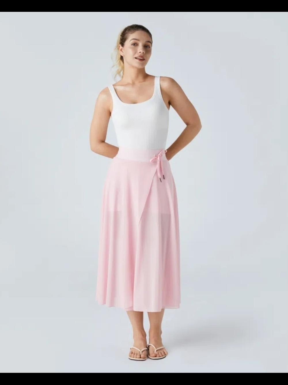Light Pink Wrap Midi Skirt